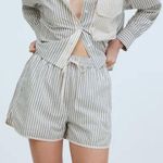 Madewell Crinkle Cotton Striped Dolphin-Hem Shorts Boxers Women’s Large Photo 0