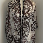 Coldwater Creek  Silk Wrap with Brown and Cream Floral/Leaf Print Photo 0