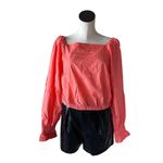 Levi's NWT Daphne Scrunchie Blouse Persimmon Square Neck Photo 5