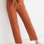 Madewell  orange linen blend paperbag pants size 4 Photo 0