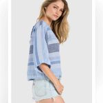 Cloth & Stone Anthropologie  Striped Button Down Blouse Light Blue XS Photo 3