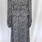 One One Six New Ruffle Bodice Dress V-Neck Long Sleeve Animal Print Black Grey White Photo 14