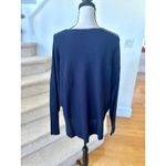 Madewell  Grey & Navy Merino Wool Scoop Neck Long Sleeve Sweater Photo 3