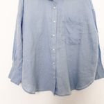 ZARA  Womens Shirt Size XL Blue Long Sleeve‎ Linen Button Down Photo 3