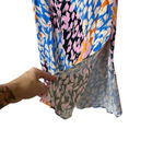 Corey Lynn Calter Antrhopologie Midi Slip Skirt Colorful Size Medium Satin Slit Blue Photo 3