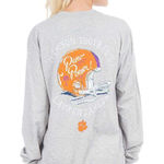Lauren James Womens Tee XS Gray Clemson Paw Power Long Sleeve Helmet Pearls Photo 0
