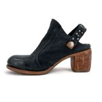 A.S.98 Black Leather Mules Silver Studded Heeled Shoes Boho Cottage EU Size 36 Photo 6