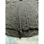 Hem & Thread  Black Textured Stripe V Neck Tie Front Ruffle Sleeve Tee Large Photo 4