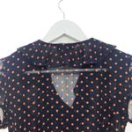 MSK Dress Size 4 Polka Dot Navy Pink Faux Wrap Ruffle Midi Short Sleeve Blue Photo 11