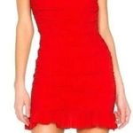 Lovers + Friends  Amy Mini Dress Cherry Red Size S Small Ruffle Hem Photo 0