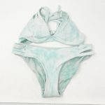 Becca Womens Tie Dye Crystal Ribbed Knit Plunge Cutout Low Rise Bikini Set M Photo 0
