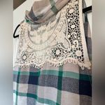 Entro  Women’s Blue,Green,Cream& White Sleeveless Fringed Plaid Cardigan Vest S L Photo 6