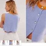 Free People  Sammi Cashmere Blue and Mustard  Sweater Vest Photo 1