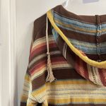 Cotton & Rye Outfitters Womens Stripe Hooded Knit Sweatshirt M Boho Gyaru Brown Size M Photo 5