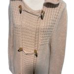 Brochu Walker Size M Longline Hooded Cardigan Sweater Toggle Alpaca Wool Beige Photo 2