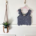 Chufy Blue Crochet Knit Cropped Scalloped Edge Top Size S Photo 1