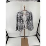 Joie  Womens Black/Gray/White Ikat Print Linen Blazer Jacket Size 4 Photo 6