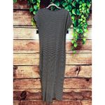 Pact  Maxi Shirt Dress Sz S Striped Organic Lightweight Knit Cap Sleeve Side Slit Photo 1