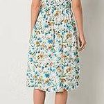 Peyton & Parker NWOT  Linen Dress Blue Orange Floral Midi New Ruffle Sleeveless Photo 2