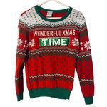 Well Worn Red Multi-Color Bright Holiday Ugly Christmas Knit Sweater Women Sz S Photo 0