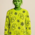 Dr. Seuss The Grinch Holiday Fleece Sweatshirt – Bright Green, Graphic Print, Size M Photo 0