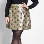 Modcloth  Gold Skull Metallic Mini Skirt Glam Punk Party Rock Chic Size 8 Photo 0