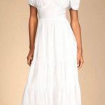 Lulus NEW White Puff Sleeve Maxi Dress Photo 0