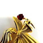 Tara vintage gold tone angel brooch with a rose pin Photo 7