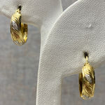 Classic 14k Yellow Gold Diamond Cut Textured Design Small Huggie Hoop Earrings Photo 0