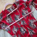Free People red floral boho bell sleeve top Photo 3