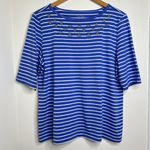 Coral Bay  Nautical Theme Shirt Top Blue White Stripes Women’s Size XL Photo 0