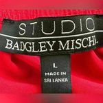 Badgley Mischka Studio Red Embellished Cuffs Blouse (Z15) Photo 6