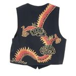 Emanuel Ungaro Vintage Black Dragon Embroidered Vest Size 8/44 Photo 1