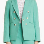 Veronica Beard  Long Sleeve Emsley Cotton And Linen JacketIn Agate Green Photo 0