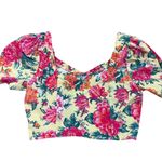 Vibrant Blashe Floral Crop Top Rayon Spandex Blend Size Large Photo 5