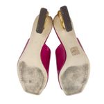 Dolce & Gabbana Fuchsia Pink Patent Mules Gold DG Heel Logo Sandals Size EU 37.5 Photo 6