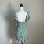 ZARA  | Green Ruched Ruffle Mini Dress Sz L Photo 6