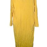 DONNI Yellow 100% Cotton Long Sleeve Front Button Tunic Maxi Shirt Dress Size L Size L Photo 4
