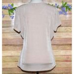 None Another Love Ladies Beige Blouse Top Size L Shiny Slinky Neutral Career Casual Photo 4