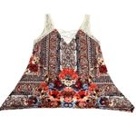 G Collection Women’s Floral Multicolor Lace Tank Top w/Handkerchief Cut Hem. Red Size L Photo 7