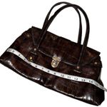 Liz Claiborne Dark Brown Hand Bag Buckle Purse Gold Detail Lightweight Accessory Photo 2