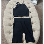 Ribbed Crop Top and Bike‎ Shorts Set Black Size L Photo 6