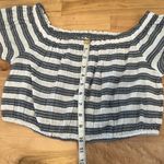 Aerie Blue and White Smocked Crop Blouse Top - Medium Photo 6