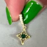 Gold Green Emerald Diamond Gemstone Dangly Cartilage Ear Body Earring Hoop Jewelry 💚✨ Photo 2