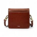 Fossil  Ainsley Small Flap Crossbody handbag Medium Brown Leather NWT $195 Photo 1
