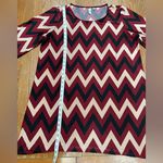Tacera  Burgundy and Cream Zigzag Top Photo 2