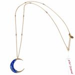 Betsey Johnson  Moon Necklace, Blue, Gold Tone Photo 2