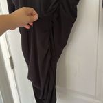 EXPRESS NWT  Ruched Mock Neck Strong Shoulder Back Cutout Mini Dress Black Sz XL Photo 9