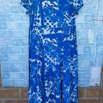 Jams World womens dress blue floral doodle ruffled hem waist tie vintage small Photo 10