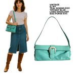 Y2K VTG. ILI NY TIFFABY BLUE LEATHER LONG SHOULDER BAG PURSE EUC. Photo 1